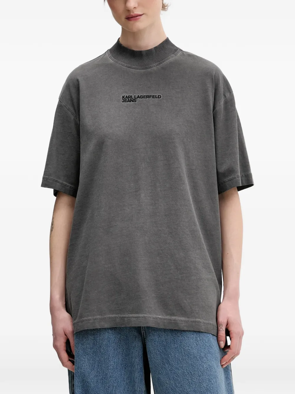 Karl Lagerfeld Jeans ribbed-mock-neck T-shirt - Grau
