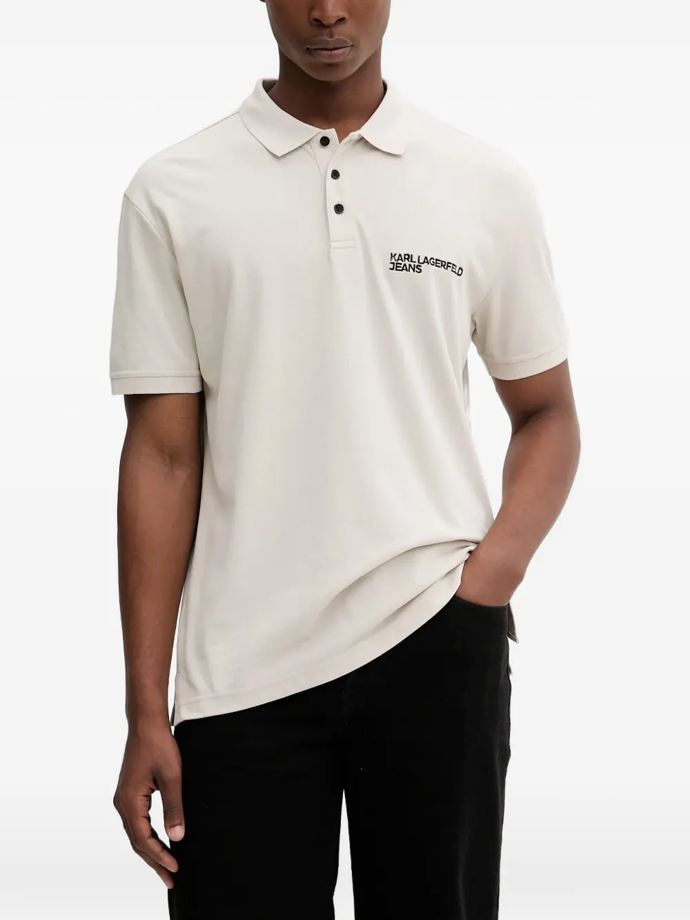 Karl Lagerfeld Jeans button polo shirt - Toni neutri