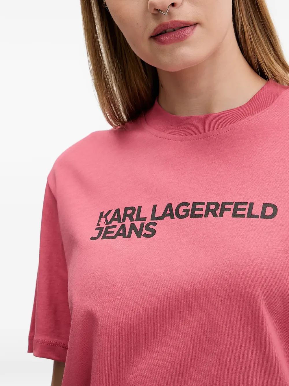 Karl Lagerfeld Jeans T-shirt met logo Roze
