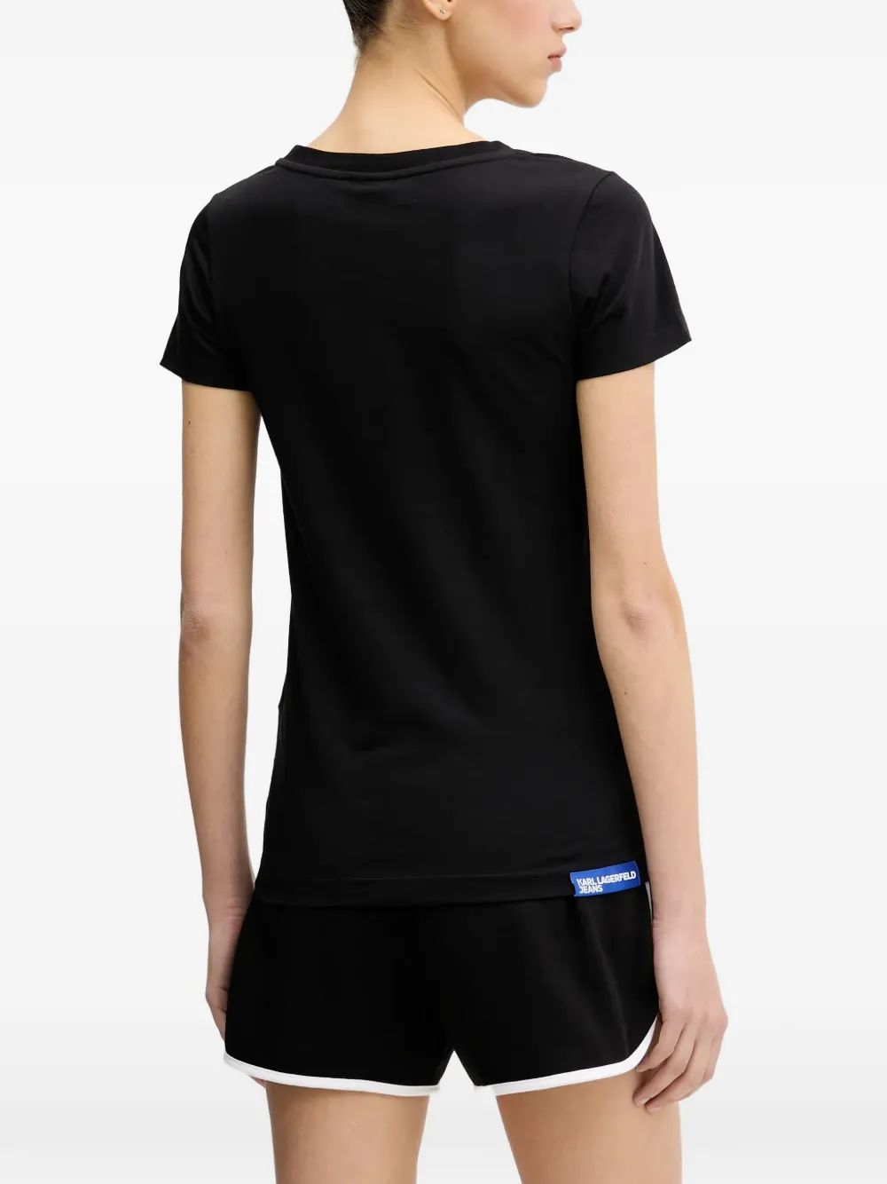 Karl Lagerfeld Jeans T-shirt met V-hals en logo Zwart