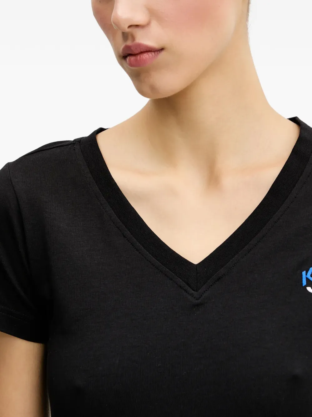 Karl Lagerfeld Jeans T-shirt met V-hals en logo Zwart
