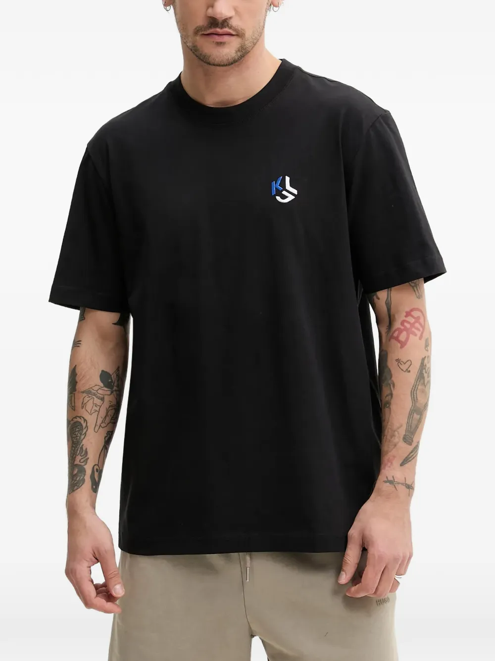 Karl Lagerfeld Jeans logo-embroidered T-shirt - Schwarz