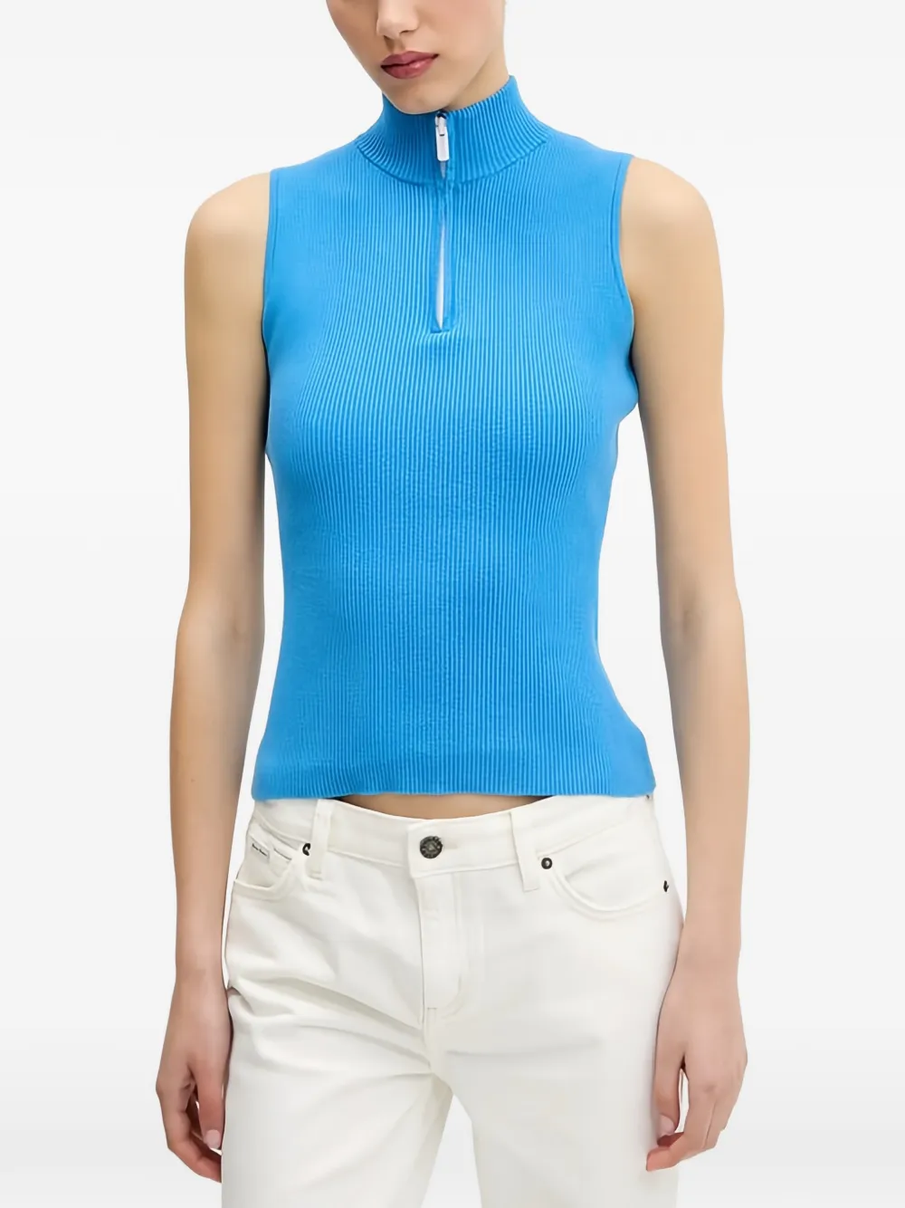 Karl Lagerfeld Jeans Jeans Ribbed Top In Blue