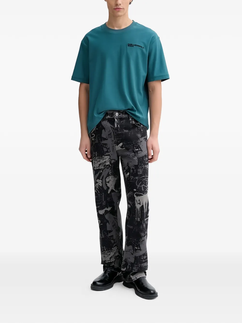 Karl Lagerfeld Jeans T-shirt met logo Blauw