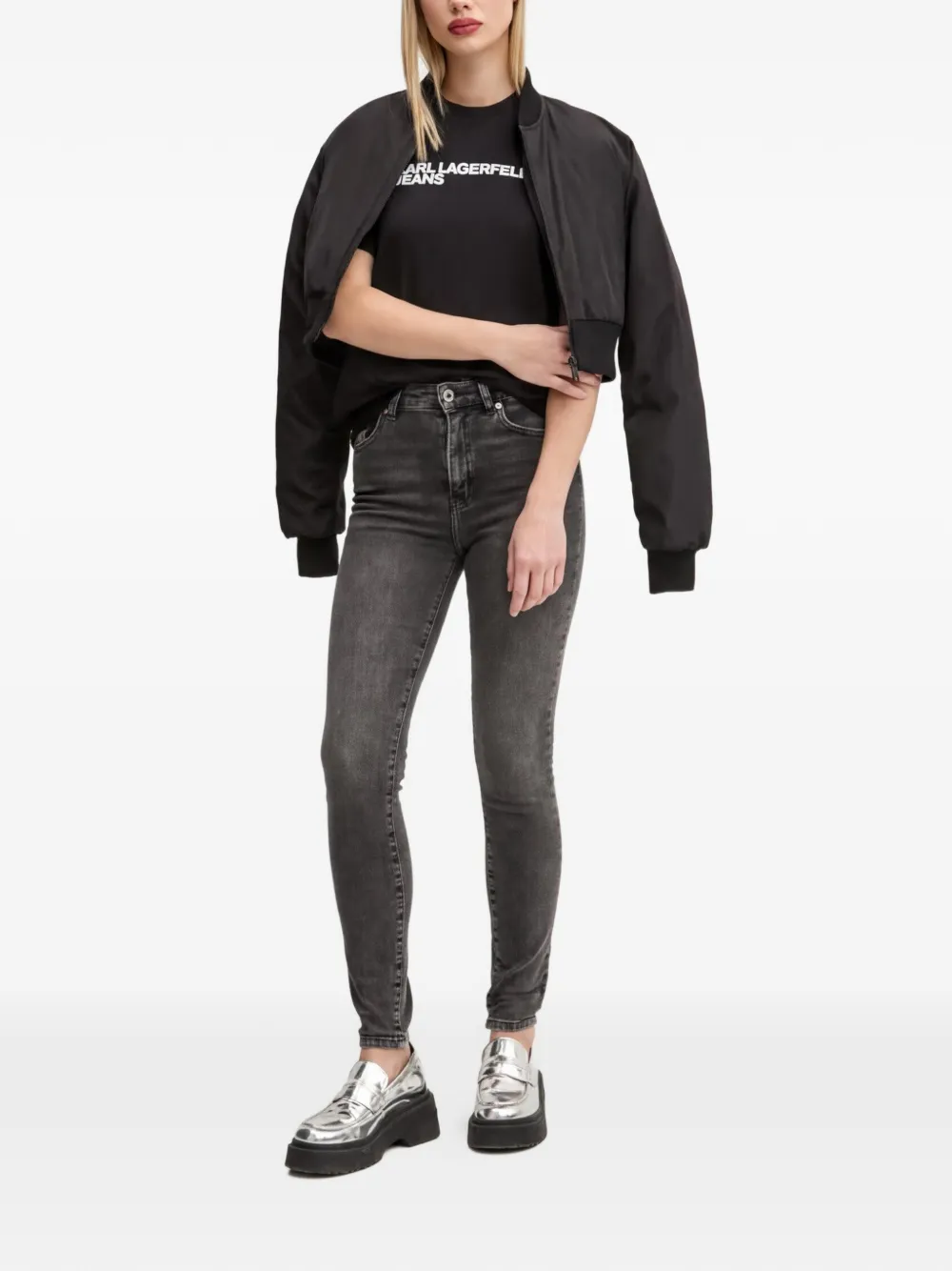 Karl Lagerfeld Jeans T-shirt met logoprint Zwart