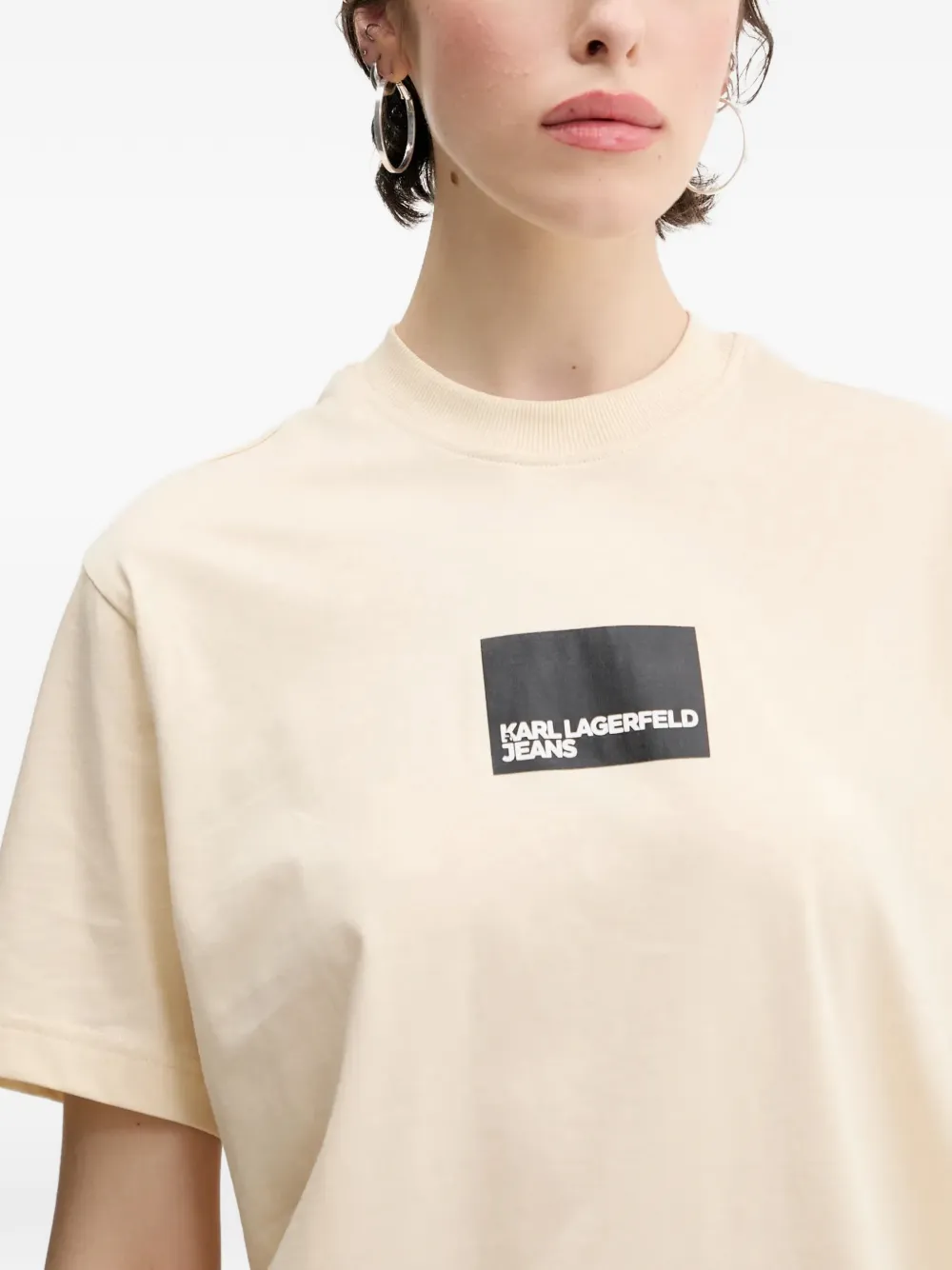 Karl Lagerfeld Jeans T-shirt met logoprint met ronde hals Beige
