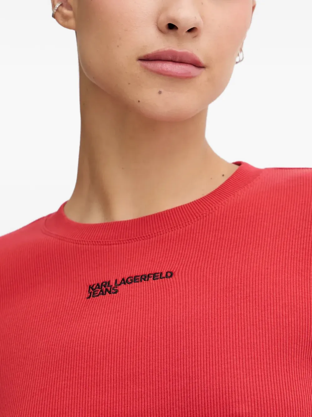 Karl Lagerfeld Jeans Top met trekkoord en ruches Rood