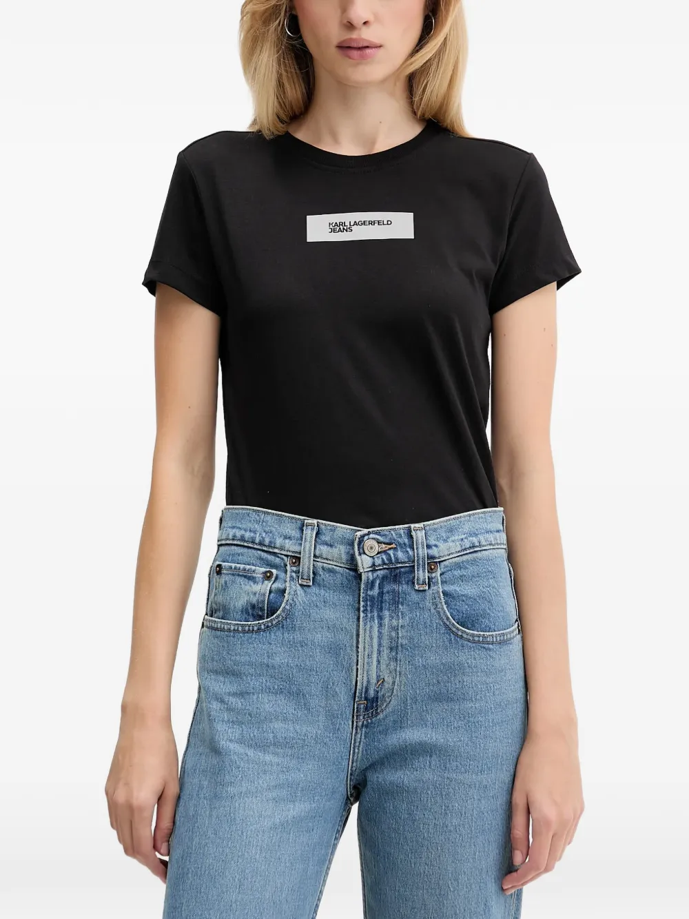 Karl Lagerfeld Jeans logo-patch T-shirt - Nero