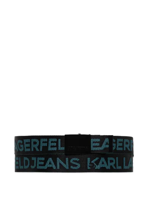 Karl Lagerfeld Jeans logo-intarsia plaque-buckle belt