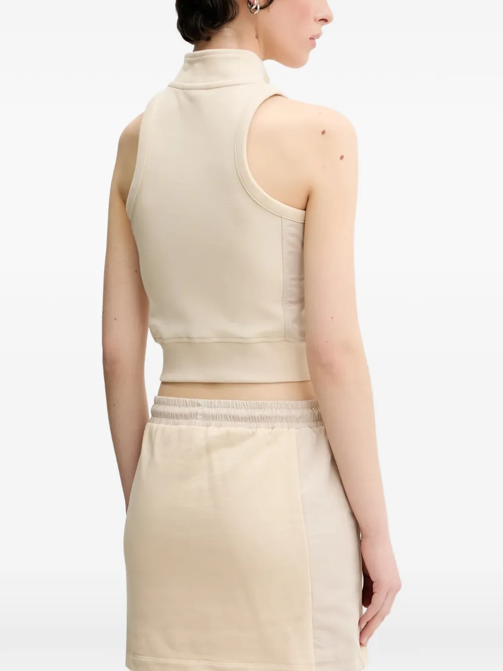 Karl Lagerfeld Jeans zip-up sleeveless top Beige