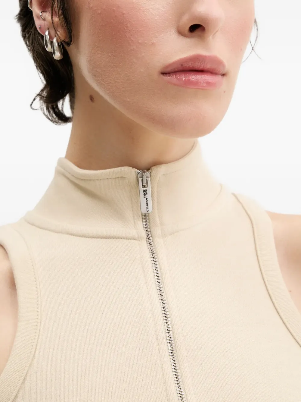 Karl Lagerfeld Jeans zip-up sleeveless top Beige
