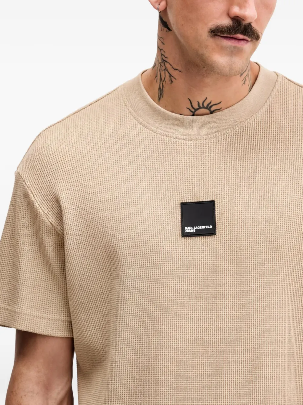 Karl Lagerfeld Jeans T-shirt met logopatch Beige