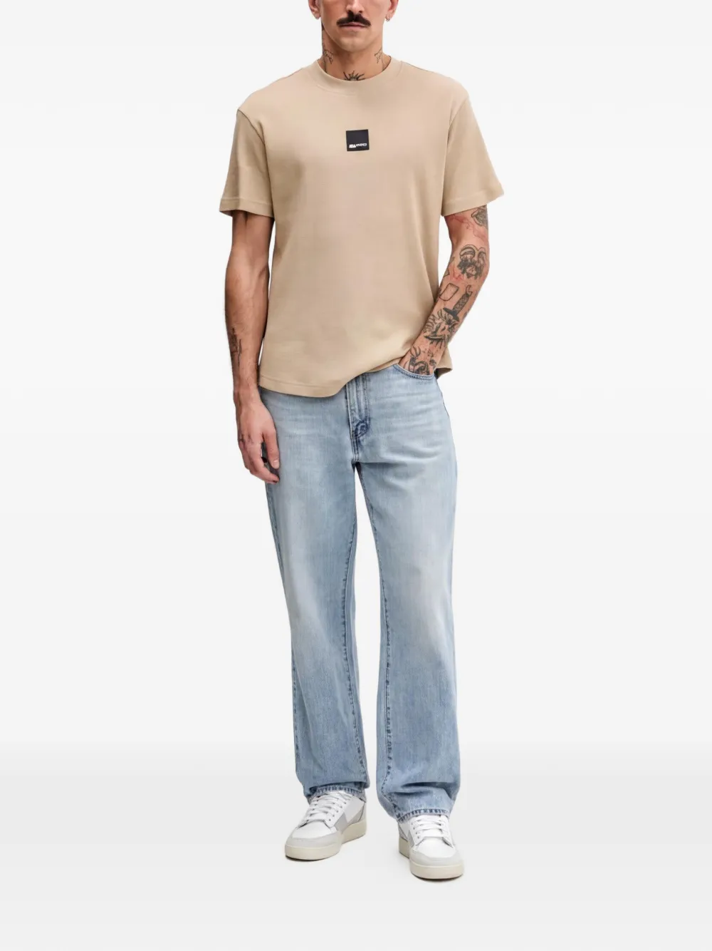 Karl Lagerfeld Jeans T-shirt met logopatch Beige