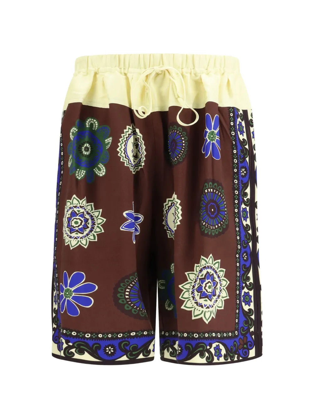 ALEMAIS Jasper floral-print drawstring shorts - Marrone
