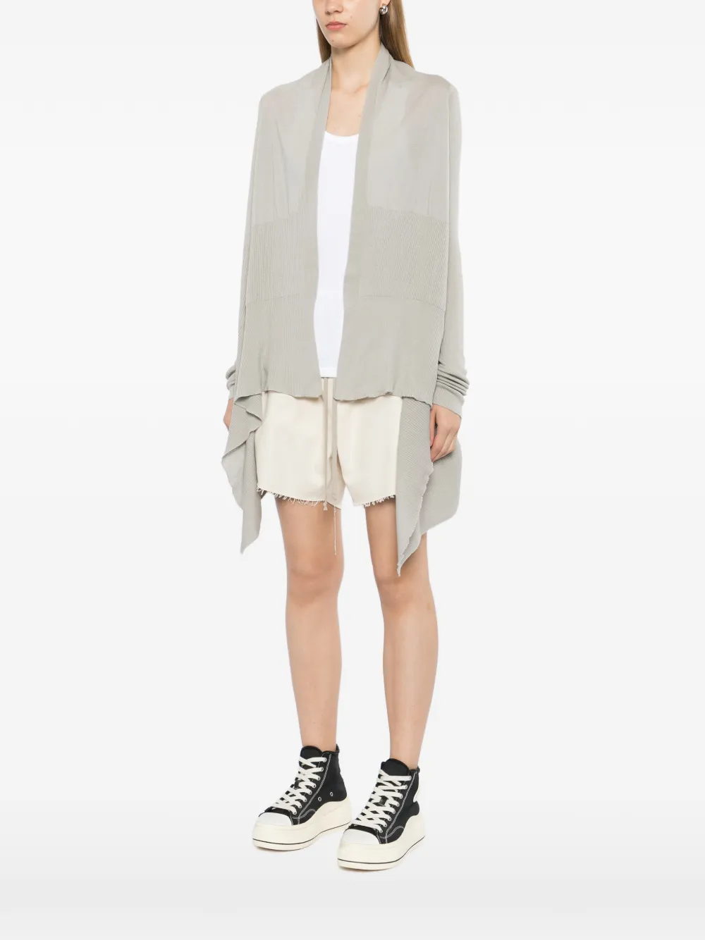 Rick Owens Gedrapeerd ribgebreid vest Grijs