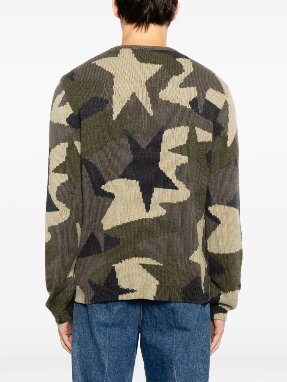 Valentino Garavani Gebreide trui met camouflageprint Groen