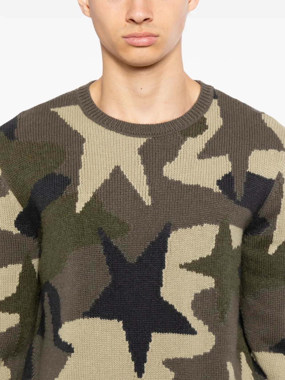 Valentino Garavani Gebreide trui met camouflageprint Groen