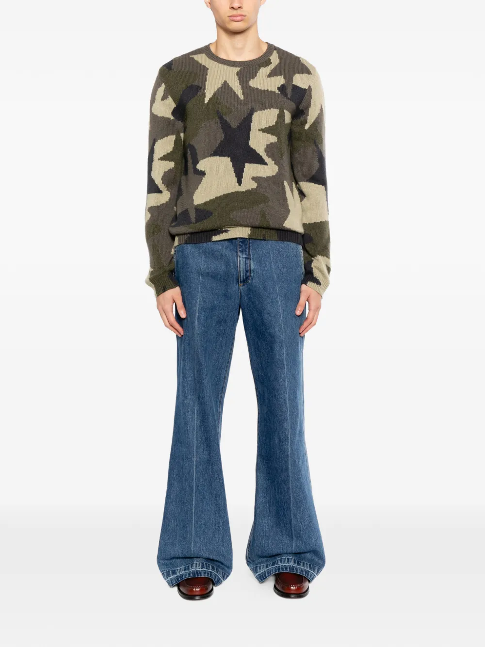Valentino Garavani Gebreide trui met camouflageprint Groen