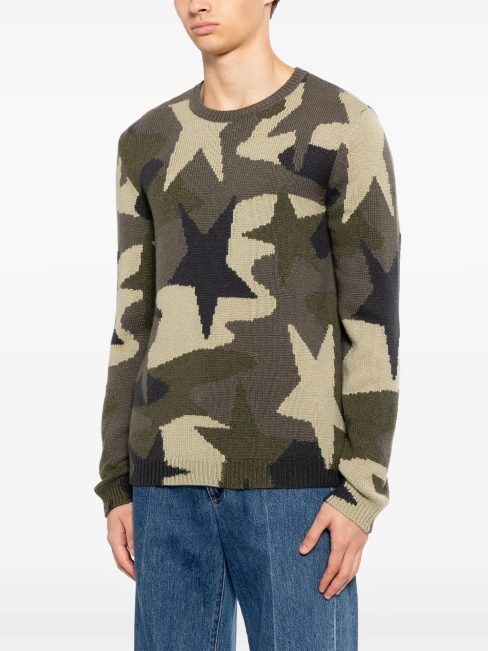 Valentino Garavani Gebreide trui met camouflageprint Groen