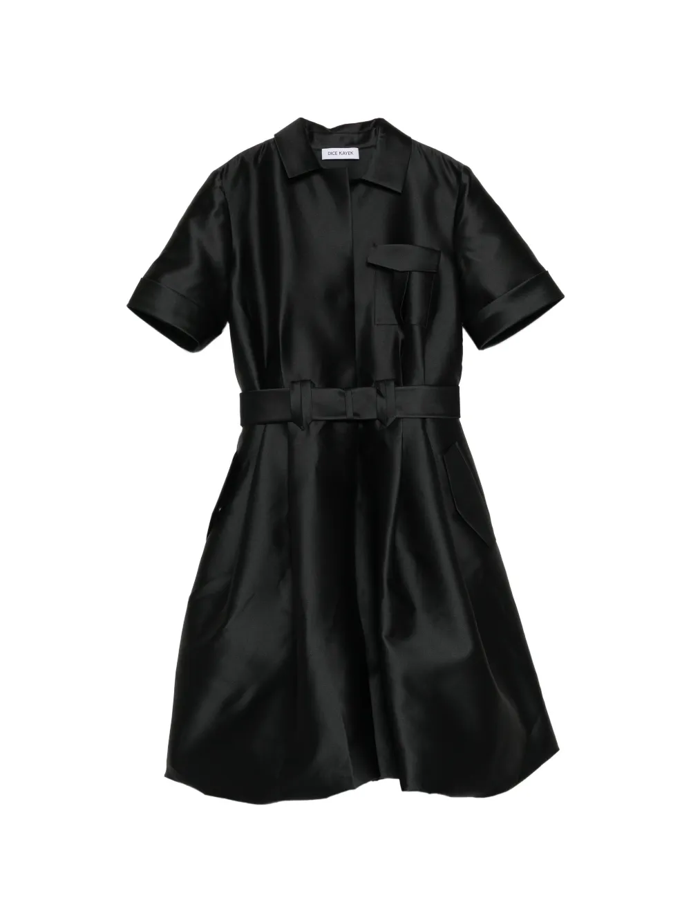 Dice Kayek belted satin-finish dress - Nero