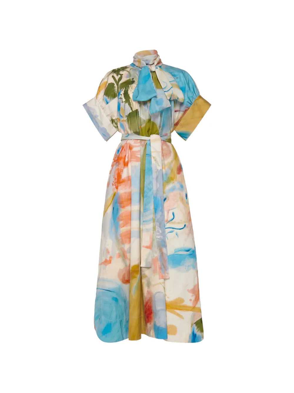 Ulla Johnson Studio tie-neck belted midi dress - Toni neutri