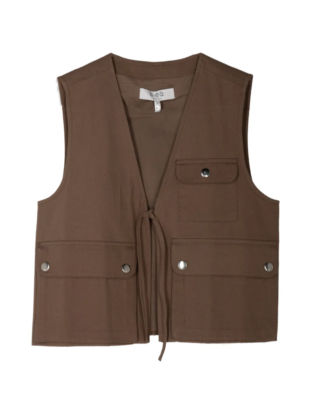 Sea Lois button twill vest - Marrone