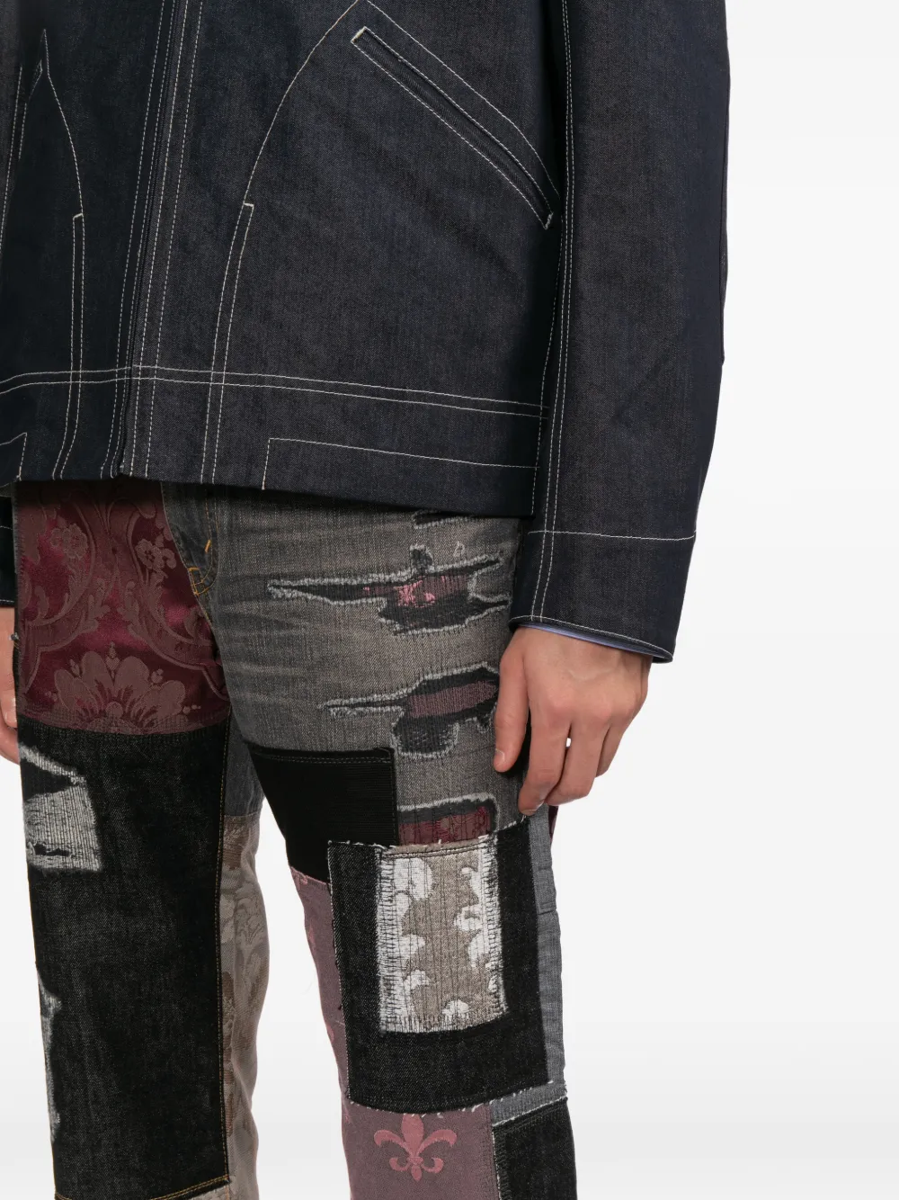 Junya Watanabe MAN Jeans met knoopsluiting en patchwork Blauw
