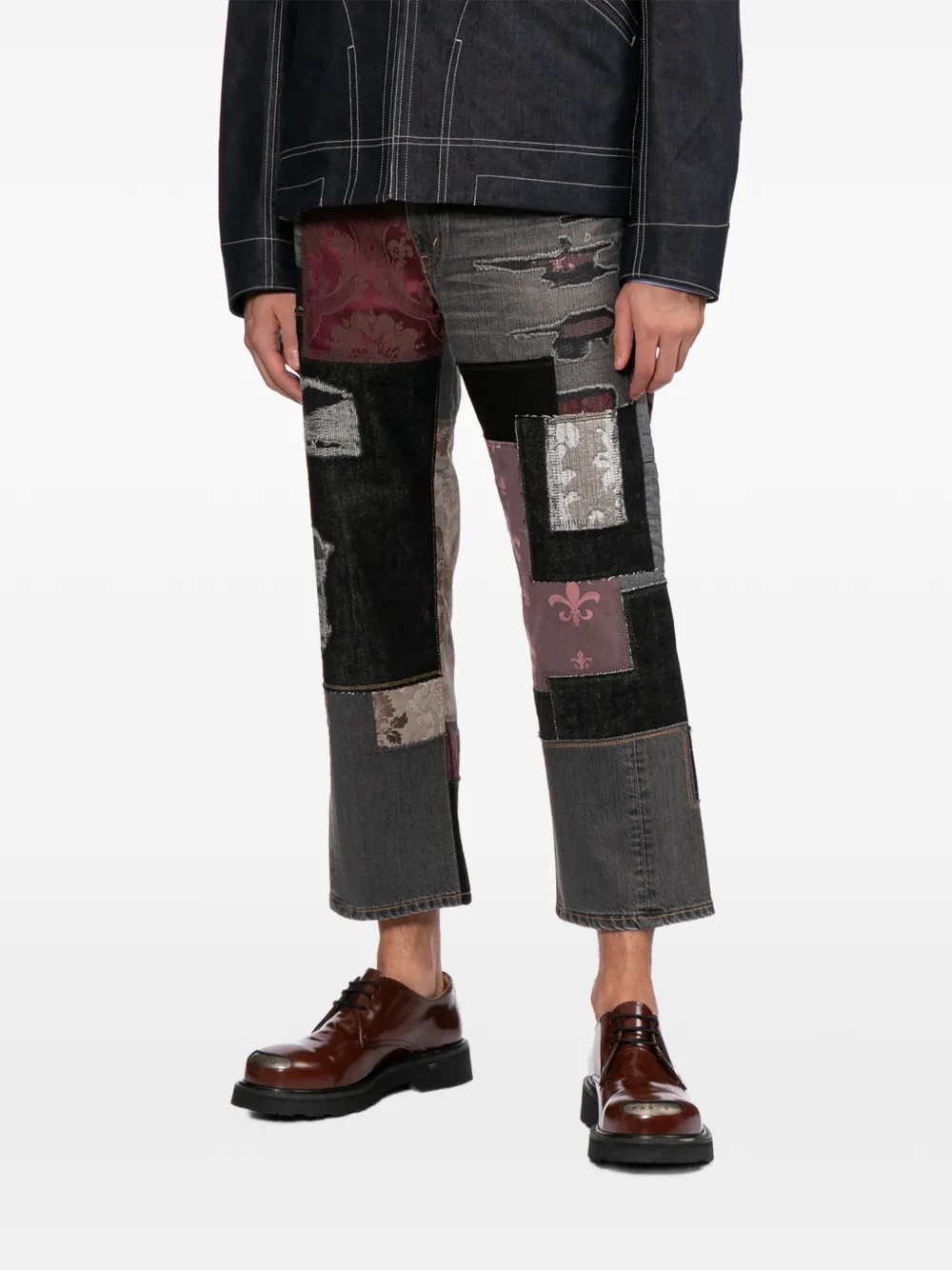 Junya Watanabe MAN Jeans met knoopsluiting en patchwork Blauw