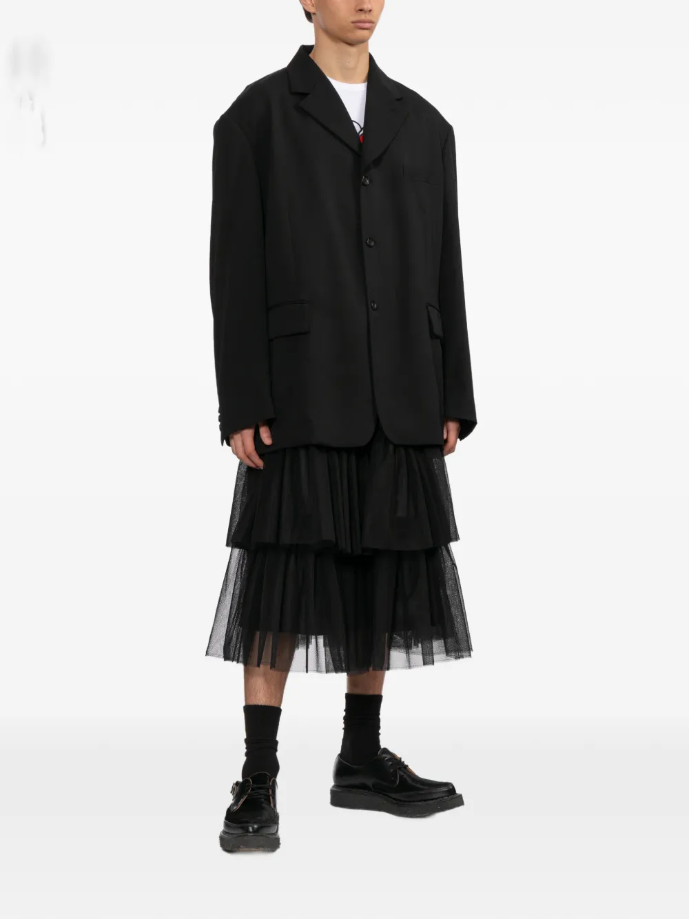 Black Comme Des Garçons Gelaagde midi-rok Zwart