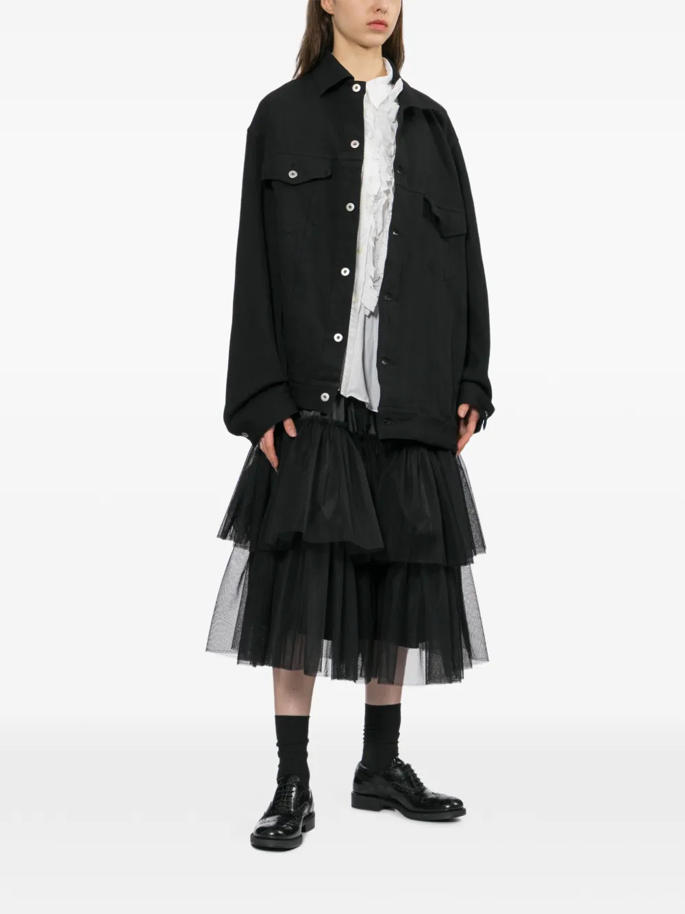 Black Comme Des Garçons Gelaagde midi-rok Zwart