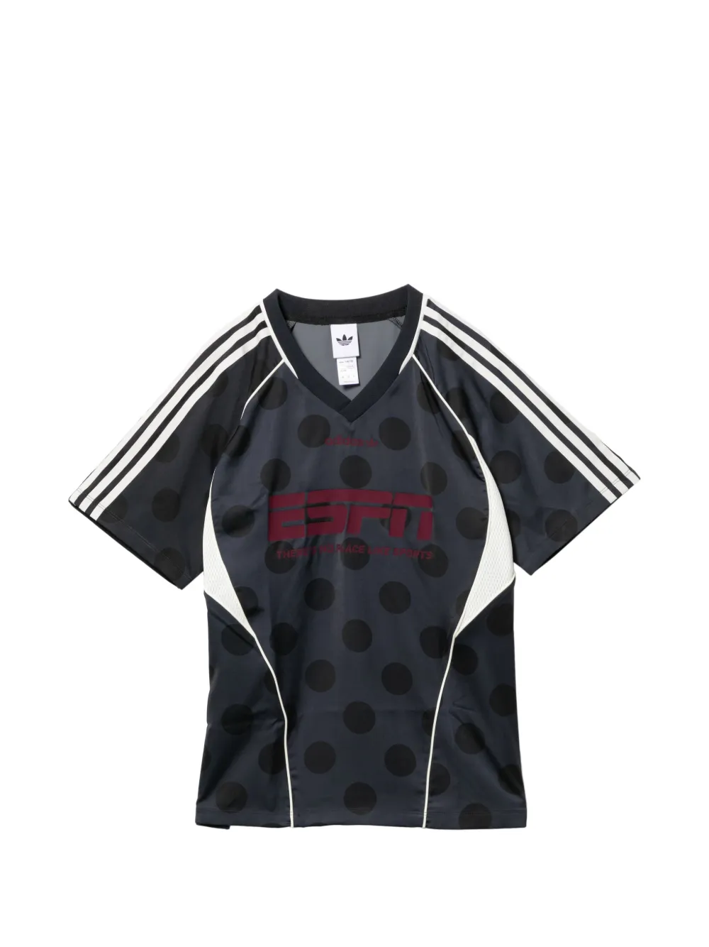 adidas Gestreiftes T-Shirt mit Polka Dots - Grau