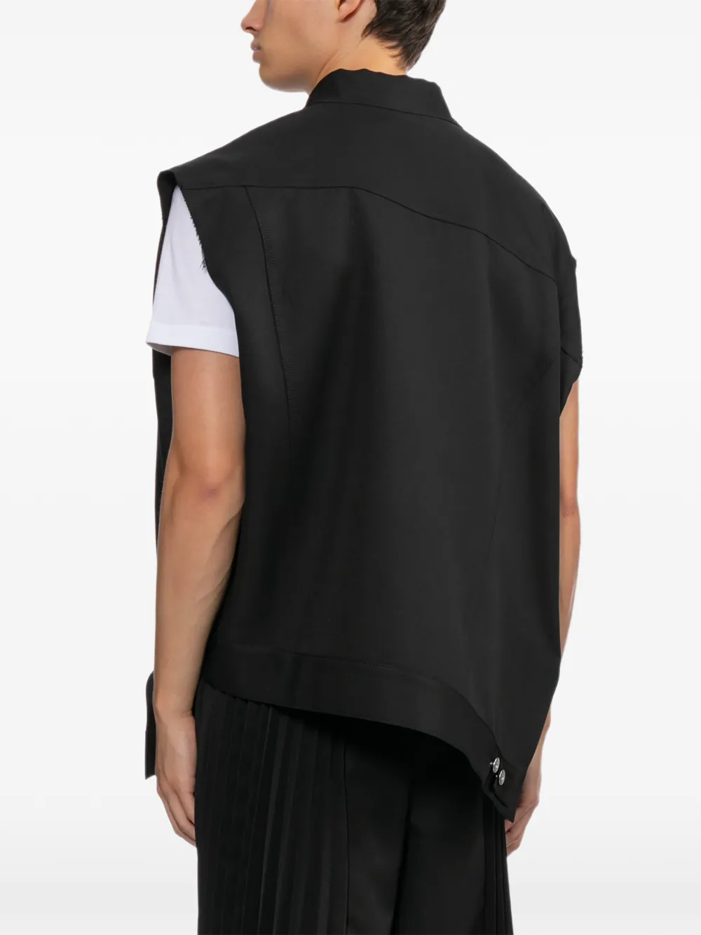 Black Comme Des Garçons Asymmetrische mouwloze bodywarmer Zwart