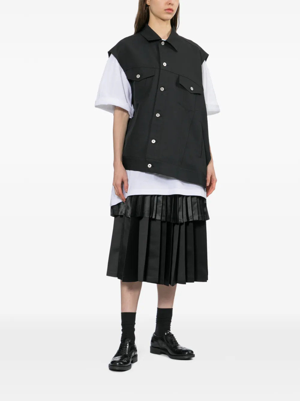 Black Comme Des Garçons Asymmetrische mouwloze bodywarmer Zwart