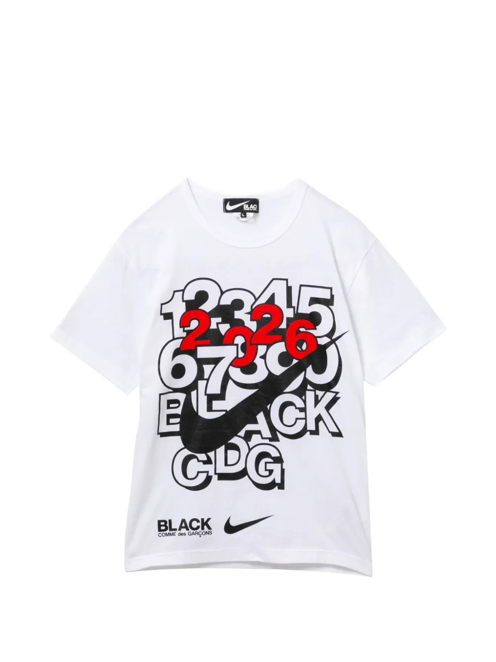Black Comme Des Garçons T-shirt con stampa Black Comme Des Garçons x Nike - Bianco