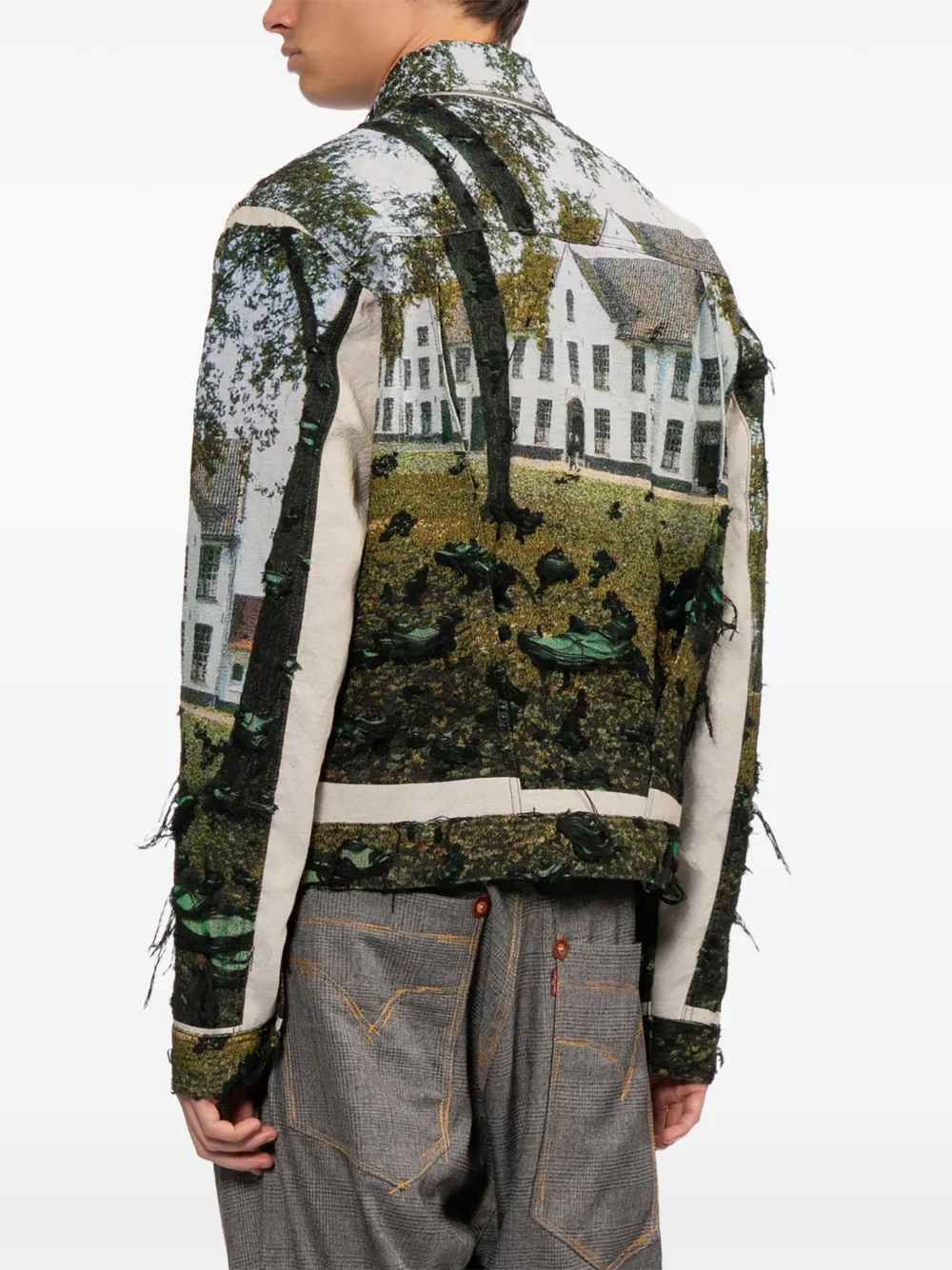 Junya Watanabe MAN Shirtjack met knoopsluiting en landschapspatroon Veelkleurig