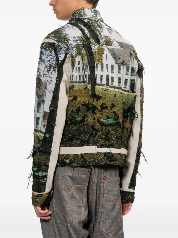JUNYA WATANABE MAN 風景画 ジャカード ジャケット S Junya Watanabe MAN button-fastening landscape-motif Shirt Jacket