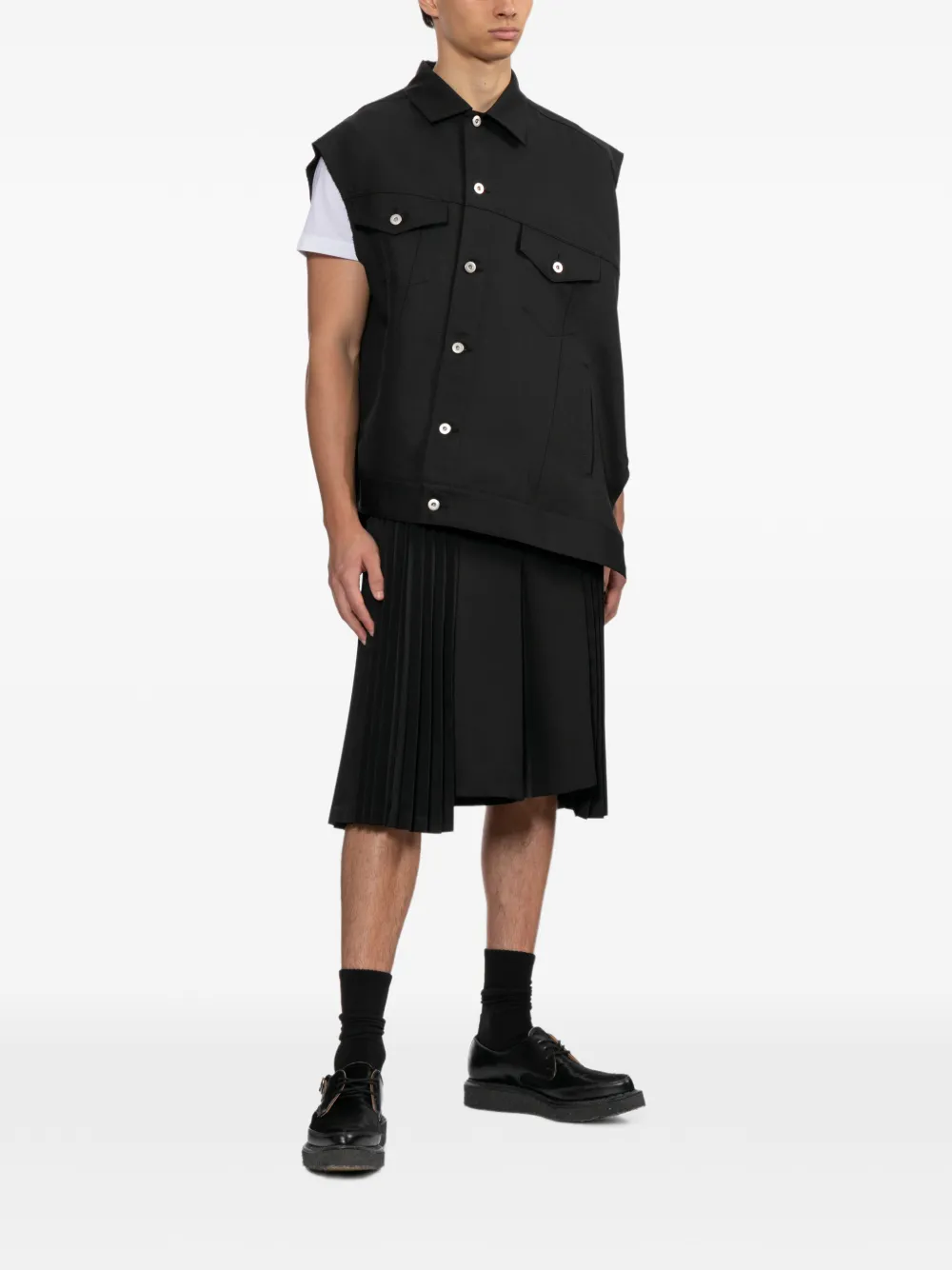 Black Comme Des Garçons Shorts met geplooid vlak Zwart
