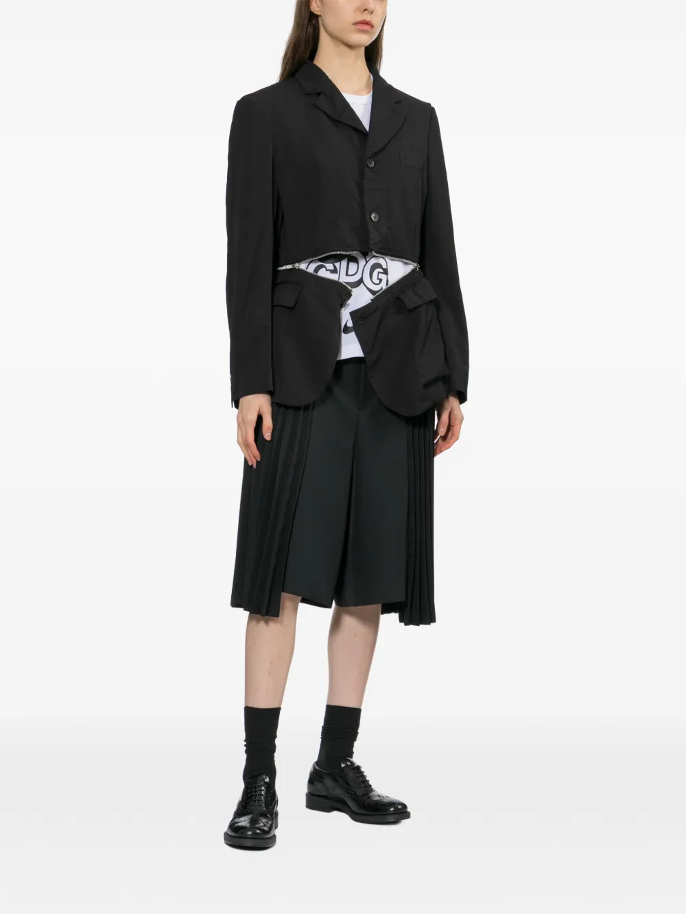 Black Comme Des Garçons Shorts met geplooid vlak Zwart