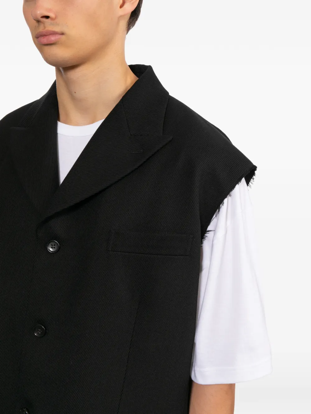 Black Comme Des Garçons Gedeconstrueerde mouwloze bodywarmer Zwart