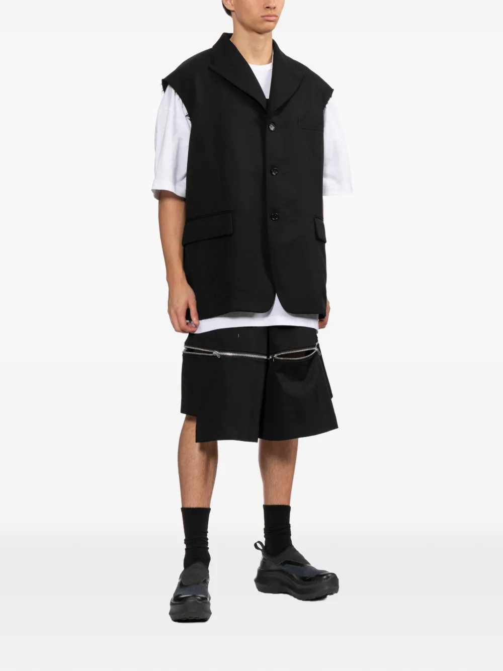 Black Comme Des Garçons wool waistcoat - Schwarz