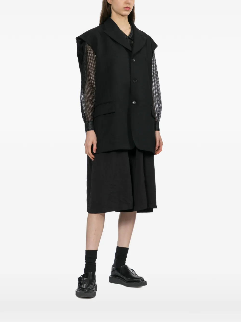 Black Comme Des Garçons Gedeconstrueerde mouwloze bodywarmer Zwart