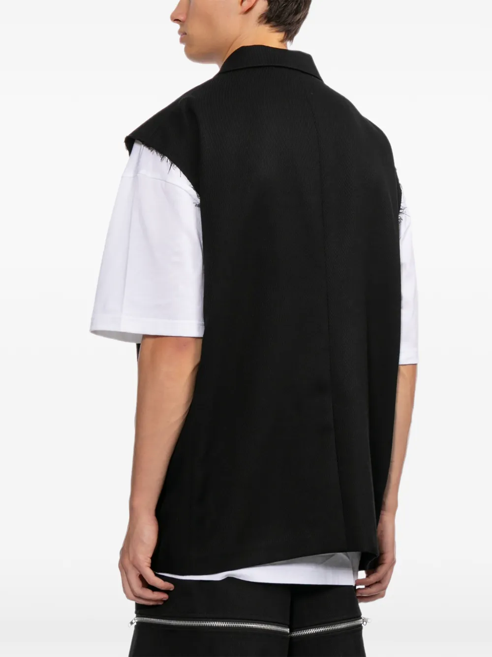Black Comme Des Garçons Gedeconstrueerde mouwloze bodywarmer Zwart