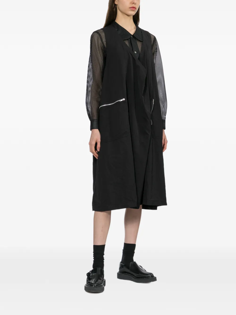 Black Comme Des Garçons Midi-jurk met vlakken Zwart
