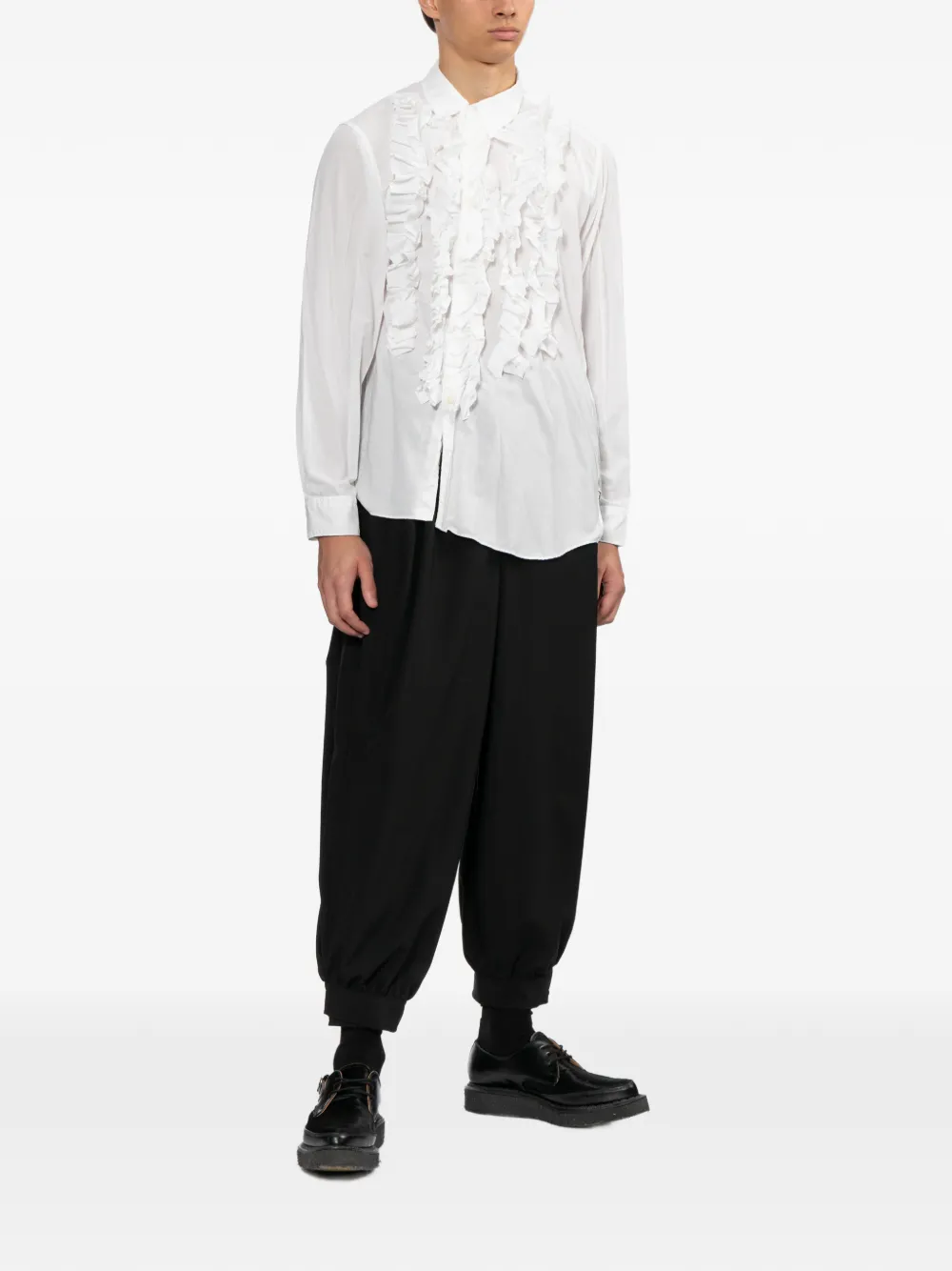 Black Comme Des Garçons Blouse met ruches Wit