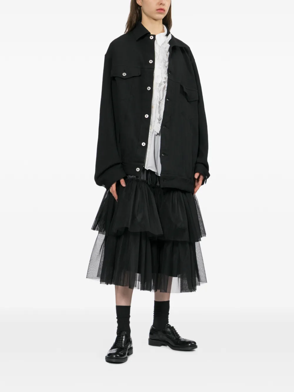 Black Comme Des Garçons Blouse met ruches Wit