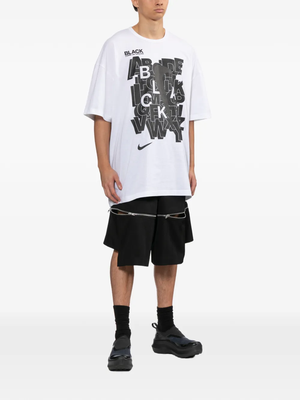 Black Comme Des Garçons x Nike T-shirt met logoprint Wit