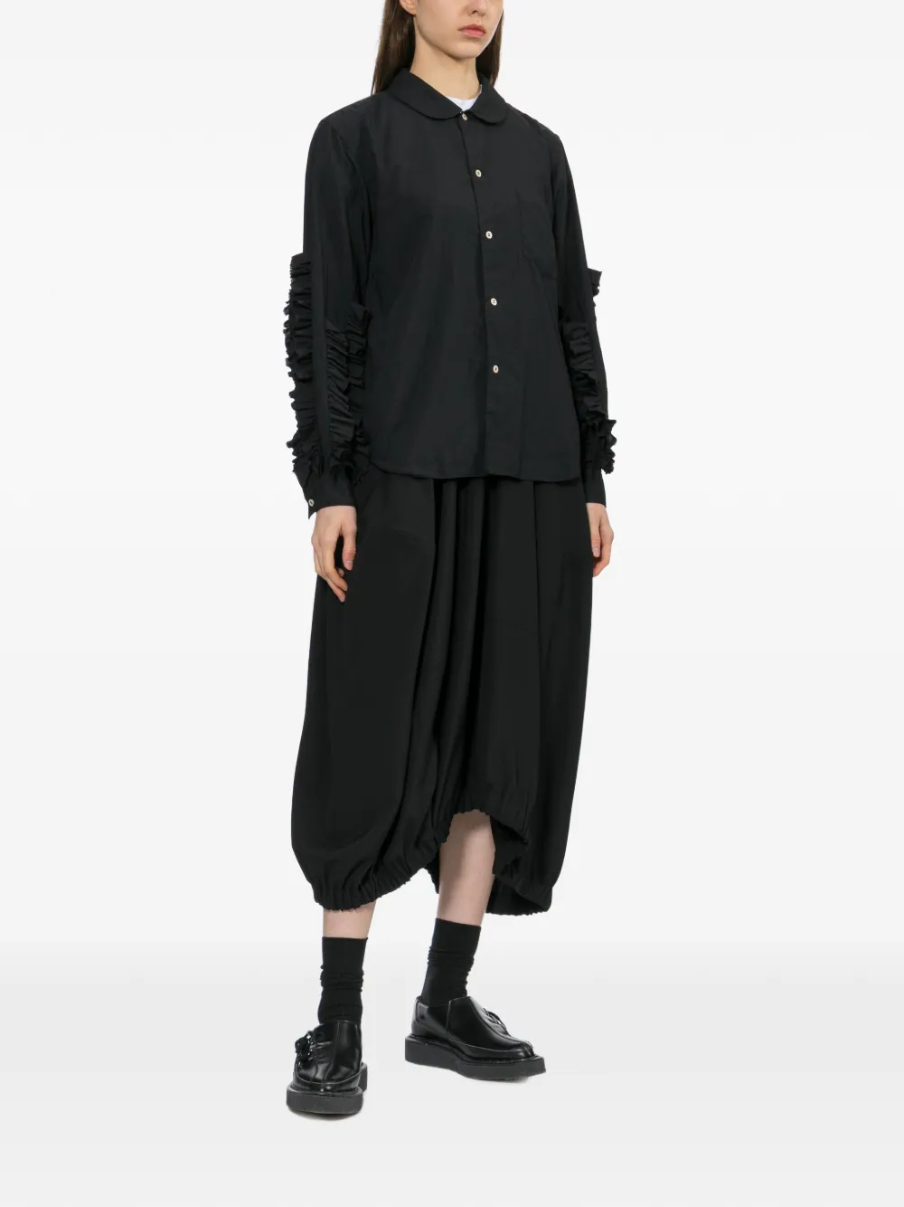 Black Comme Des Garçons Midi-rok met asymmetrische afwerking Zwart