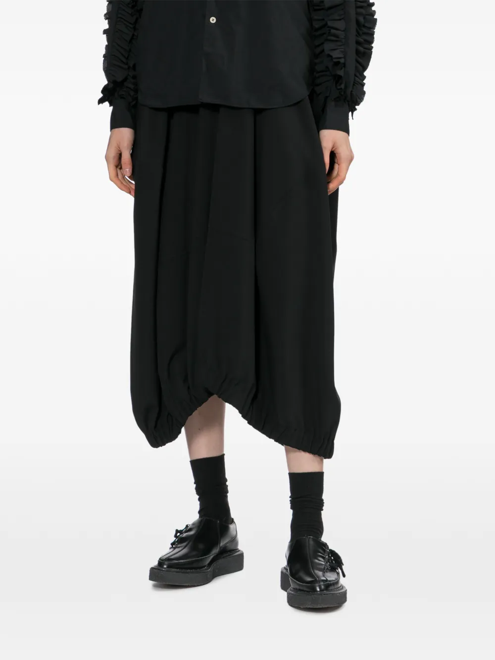 Black Comme Des Garçons Midi-rok met asymmetrische afwerking Zwart