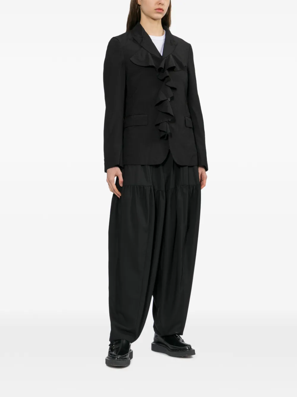 Black Comme Des Garçons Gesmockte broek Zwart