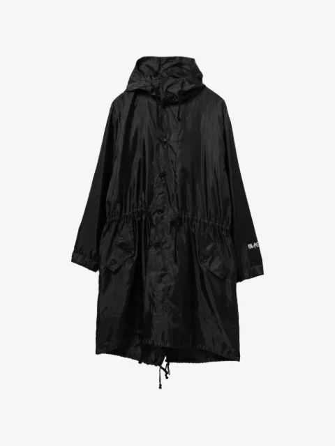 Black Comme Des Garçons logo-print hooded coat